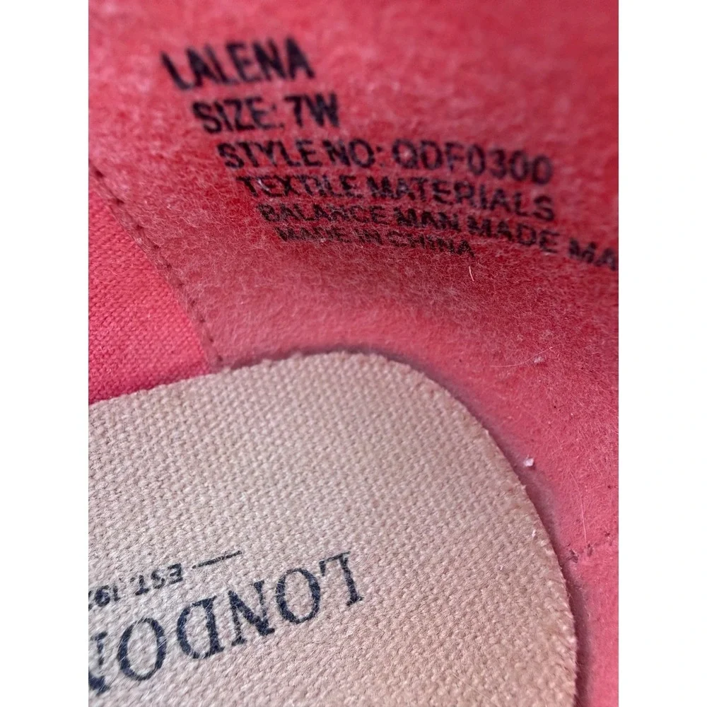 London Fog Coral Pink Espadrille Flat Woven Crochet Canvas Slip On Shoes 7W wide